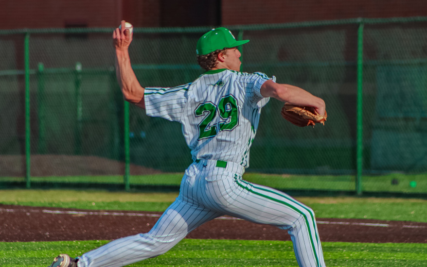 Senior pitcher Sean Krueckeberg delivers a pitch